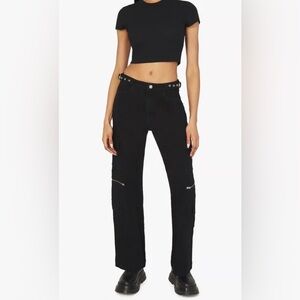 WeWoreWhat Utility Straight Black Cargo Jeans